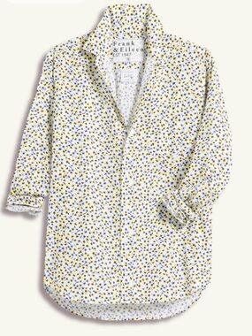 Frank & Eileen EILEEN Light Blue with Yellow Flowers Casual Cotton {$238} Medium